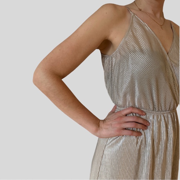 Dynamite Champagne crossover dress with cinched waist dress and spaghetti straps - Picture 3 of 5